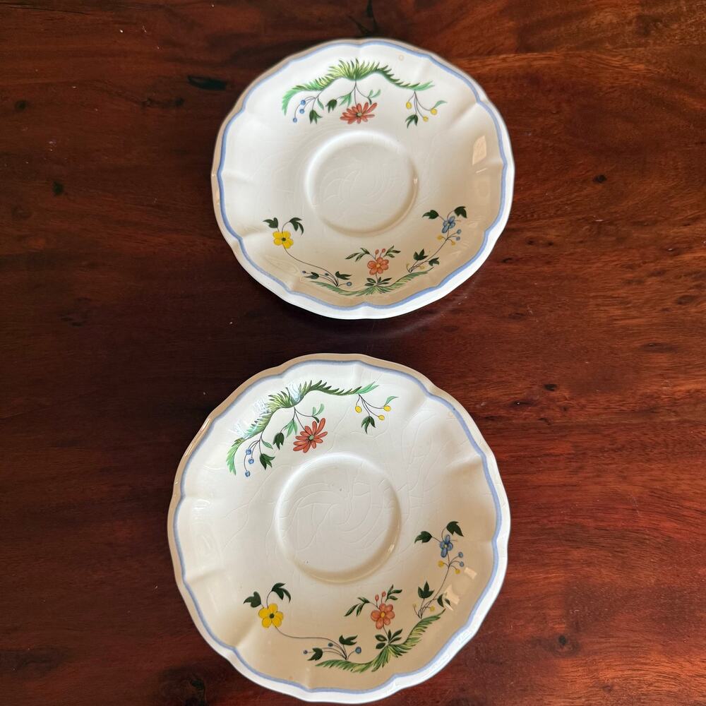 2 Gien France Oiseaux de Paradis Bird of Paradise saucers plates READ